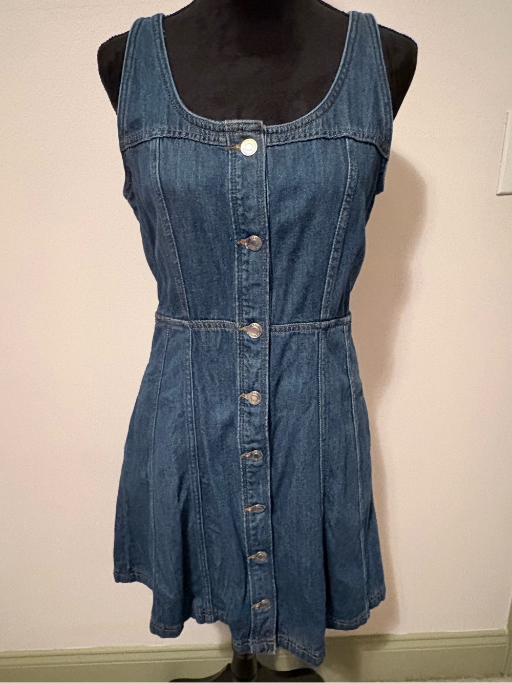Free Assembly| Classic Blue Denim Button-Front Dress